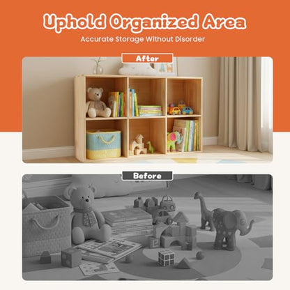 6 Cube Storage Organizer - Solid Wood Bookshelf for Bedroom, Living Room | Vertical or Horizontal Bookshelf Organizer | Open Book Shelf | Easy Assembly | 35.43''Lx11.81''Wx23.62''H (6-Cube) - size: 6-Cube