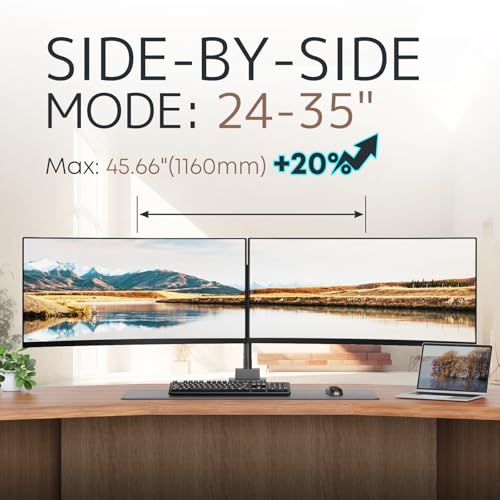 24-57 inch Dual Vertical Monitor Mount, Weight up to 59.4 lbs, Black | Premium Aluminum, Extra Tall/Wide Adjustable, Heavy Duty Desk Monitor Arm for 2 Monitors, VESA 75x75-200x200 mm - size: Dual
