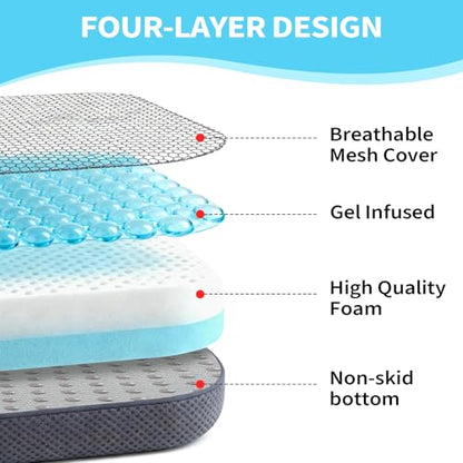 Thick Chair Cushions, Office Booster Seat Cushion to Tailbone Pain Relief, Non Slip Memory Thick Foam Cushion with Carry Handle 6"-Grey - color: Grey, size: 18"x16"x6"