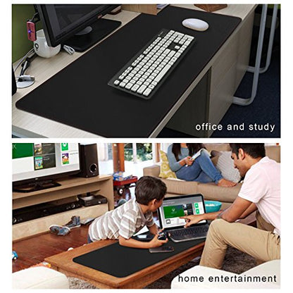 ZORESYN XL Large Mouse Pads (35.4"x15.8") - PU Leather Gaming Mousepad Desk Mat - Nonslip Base and Waterproof Desktop Keyboard Extended Mouse Mat (Black, X-Large) - color: Black, size: 35.4L x 15.8W inches