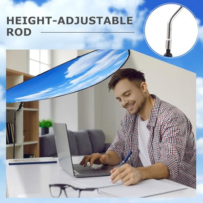 Large Adjustable Office Cubicle and Desk Shade,51'' Portable Cubicle Light Shade with Clamp Foldable Rotatable Canopy Blocks Light or Disturbance for Working Accessories(Blue Sky) - style: Blue Sky