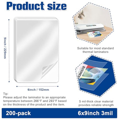 200 Pack 3 mil Lamination Pouches 5.5" x 8.5" Clear Half Page Laminating Pouches Photo Size Laminating Sheets Thermal Laminate Pouch for Menu Flashcards Sign Flyer Certificates - size: 5.5x8.5inch