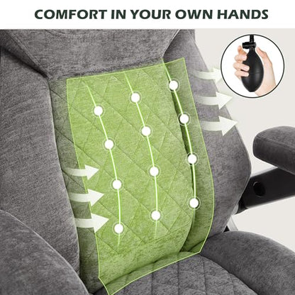 650lbs Big and Tall Office Chair with Thick Spring Cushion,5D Flip Arm Ergonomic Executive Office Chair Adjustable Lumbar Airbag&Extra Wide,Comfy Large Padded Heavy Duty Game Chair,Greycloth - color: Greycloth