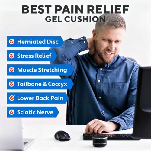 Gel Seat Cushion for Long Sitting, Double Thick, Pressure Relief | Cooling, Soft&Breathable | Sciatica, Hip&Coccyx Pain Relief | Gel Cushion for Office Chair, Home Car, Wheelchair | Anti-Slip - color: Blue