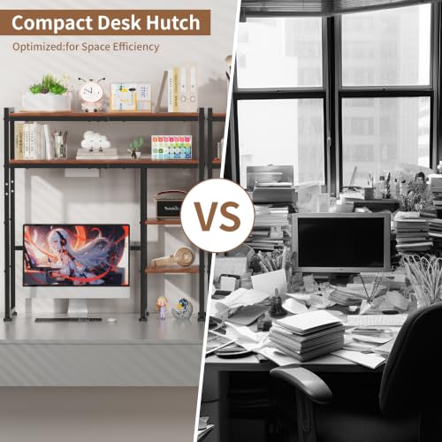Aetheris Desktop Organizer Shelf, 30" Wooden Office Storage Rack, Display Shelf Rack, 5 Tier Desktop Display Rac, Desk Shelf, Desk Hutch for Computer Monitor (Brown)