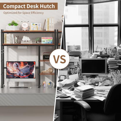 Aetheris Desktop Organizer Shelf, 30" Wooden Office Storage Rack, Display Shelf Rack, 5 Tier Desktop Display Rac, Desk Shelf, Desk Hutch for Computer Monitor (Brown)