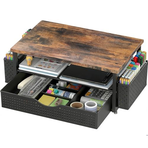 Spacrea Desk Organizers and Accessories, Printer Stand with Storage, Wood - color: Wood