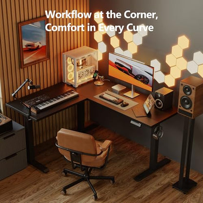 Agilestic L Shaped Electric Standing Desk Adjustable Height, 59Inch, Black - color: Black, size: 59 x 48 Inch