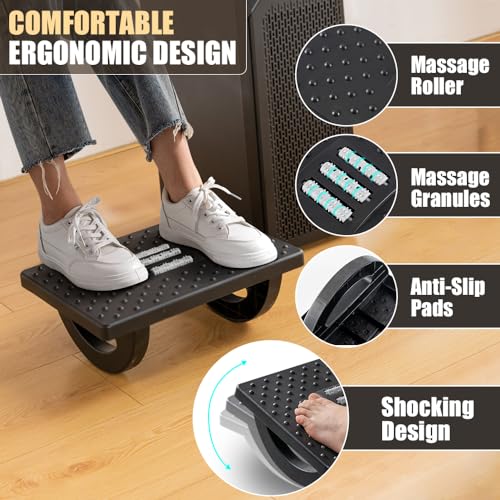 CasaZenith Foot Rest Under Desk at Work, Foot Stools for Under Office Desk - color: Black