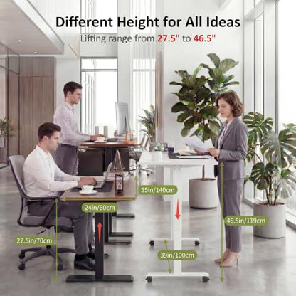 farexon 55 x 24inch Electric Standing Desk Adjustable Height with Power Outlets, Stand up Desk with Wheels,Outlets, Mouse Pad, Preset Heights Home Office Gaming Computer Workstations Table（Brown） - color: Brown, size: 55 x 24''-Outlets