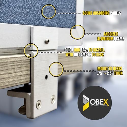 OBEX Acoustic Mounted Screen Privacy Panel Table Top Separator, Sound Blocking Desk Divider (Twilight, 18" X 24") - color: Twilight, size: 18"H X 24"W