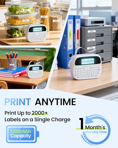 M950 Label Maker with 5PK Color Tape, Rechargeable Label Maker Waterproof-Labels, Handheld Electric Label Maker with Keyboard, Backlit & Bluetooth Labeler, for Home Kitchen Office School Kids Teachers