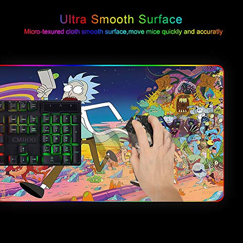 RGB Mouse Pad, Imegny Large Extended Soft Led Mouse Mat with Different Lighting Modes, 900 x 400mm / 35.4 * 15.7Inch - color: 90x40 Rgrikrun