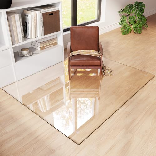 Tempered Glass Chair Mat for Carpet 60"x48", Floor Protector | Ultra Clear Office Chair Mat for Hardwood Floors & Carpets, Heavy Duty 0.2" Scratch-Resistant Surface with Non-Slip Pads - size: 60"x48"