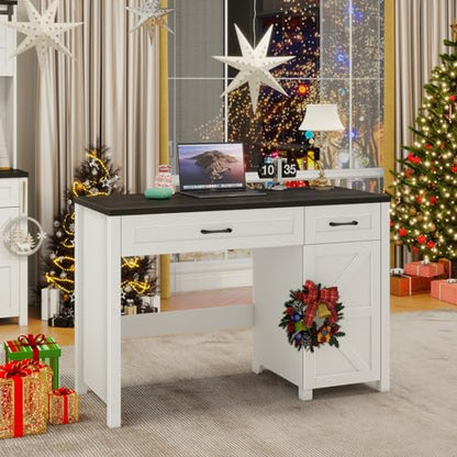 Vabches Farmhouse 47" Executive Desk with Drawers, Black - color: Black, size: 47"W