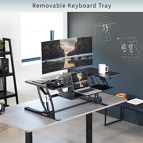 VIVO Black 48 in Standing Desk Converter, DESK-V048V - color: Black, size: 48"