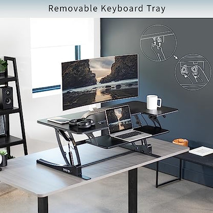 VIVO Black 48 in Standing Desk Converter, DESK-V048V - color: Black, size: 48"