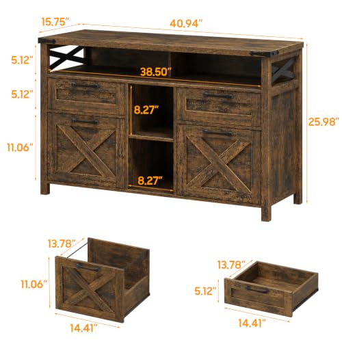 Halitaa File Cabinet with Open Storage Shelf for Home Office, Brown - color: Brown, size: 4 Drawers