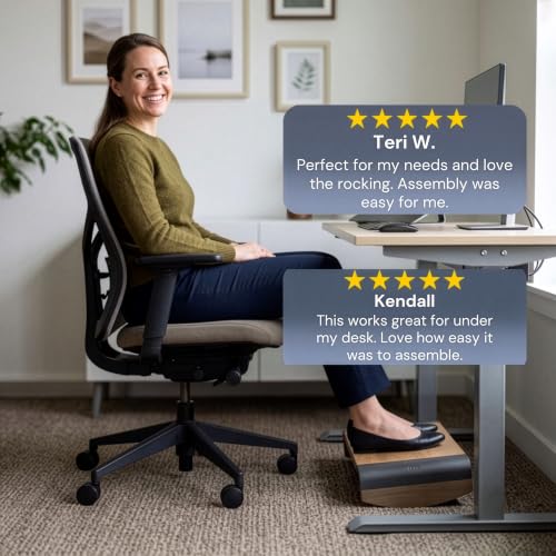 Tiel Designs Ergonomic Under Desk Footrest for Posture Support, Solid Wood, Non Slip Office Foot Stool, Angled Desk Foot Rest for Home and Office