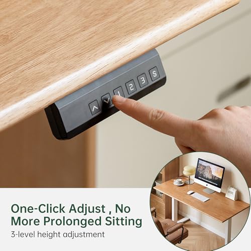 Electric Standing Desk, Height Adjustable Sit Stand Up Solid Wood Home Office Computer Desk, for Study Gaming Writing Study Bedroom Rising Desks 47.24" W - color: Natural Wood-electric Height Adjustable, size: 47.24"W