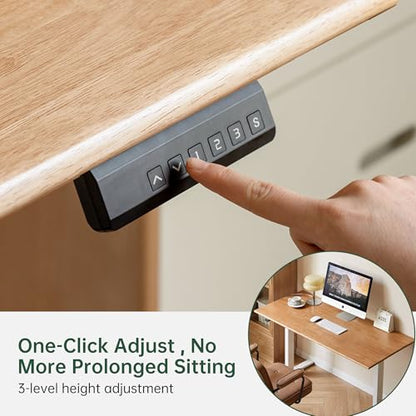 Electric Standing Desk, Height Adjustable Sit Stand Up Solid Wood Home Office Computer Desk, for Study Gaming Writing Study Bedroom Rising Desks 47.24" W - color: Natural Wood-electric Height Adjustable, size: 47.24"W