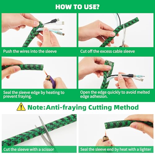 Cable Sleeve 1/2 Inch x 50FT Self-Wrapping Wire Loom - color: Black green, size: 1/2"-50ft