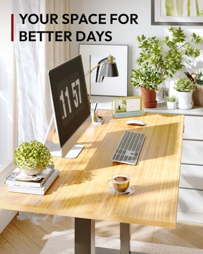 SANODESK Solid Bamboo Dual Motor Standing Desk, 220 lbs, 72×30 - color: Natural Bamboo+black Frame, size: 7230