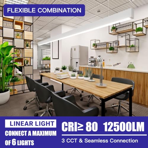 JTT 8FT LED Linear Light White, 100/80/60W 8' Linkable Office Light 4Pack - color: White 4 Pack（8FT）
