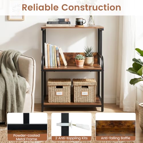 GIANTEX 21.5"x16"x32" Rolling Printer Stand with Adjustable Storage Shelf - color: Rustic Brown, size: 21.5"x16"x32"
