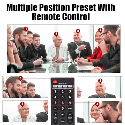 4K HDMI PTZ Camera,Optical 20X Zoom Conference Room Camera,Auto Focus and auto Tracking,with IP/USB3.0/HDMI/RS232/RS485 for Live Streaming Video Conference and Church Education ﻿