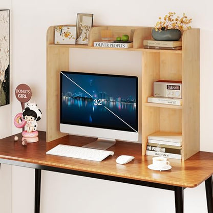 WAYTRIM Desk Shelf, Desk Hutch 3-Tier Desktop Bookshelf & Desk Organizer Shelf for Top of Desk, Wood Desktop Storage Shelf for Dorm, Office, Small Space, Desk Organizers and Accessories - style: 3-Tire