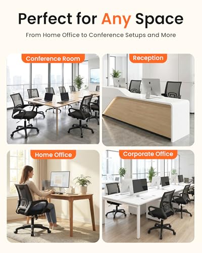 NEO CHAIR Office Computer Ergonomic Mid-Back Mesh Desk Chair, Black 2pack | Breathable Mesh Back with Lumbar Support, Height Adjustment, Smooth Rolling Casters for Home Office, Study or Gaming Setup - color: Black, 2 Pack