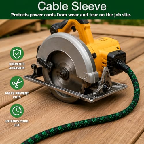Cable Sleeve Self-Wrapping Wire Loom - color: Black green, size: 1/2"-10ft