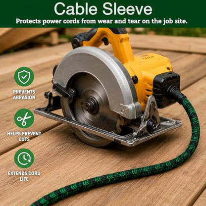 Cable Sleeve Self-Wrapping Wire Loom - color: Black green, size: 1/2"-10ft