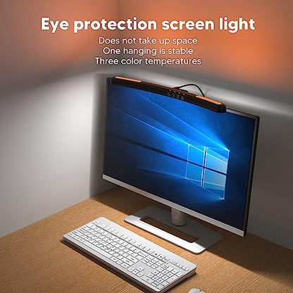 Computer Monitor Lamp MK520, Wireless USB - C Monitor Light Bar with Asymmetric Optical Design, 7 Color RGB Backlight & Touch Dimming for Curved 15-22 Inch Screens
