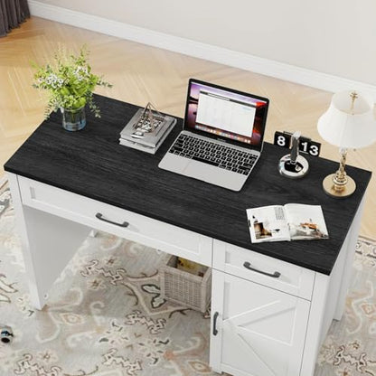 Vabches Farmhouse 47" Executive Desk with Drawers, Black - color: Black, size: 47"W