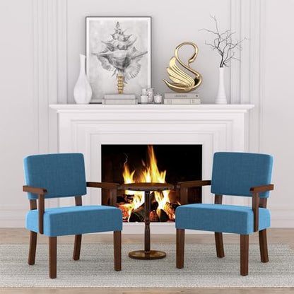 FAGAGA Accent Chair with Solid Wood Frame,Arm Chairs with Soft Seat - color: Blue, size: Chair