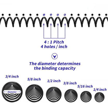 Plutreas 50 Pack Plastic Spiral Binding Coils, 4:1 Pitch, Spiral Binding Spines for Office Documents, Engineer Papers, Business Projects (20mm (170 Sheet Capacity)) - size: 20mm (170 Sheet Capacity)