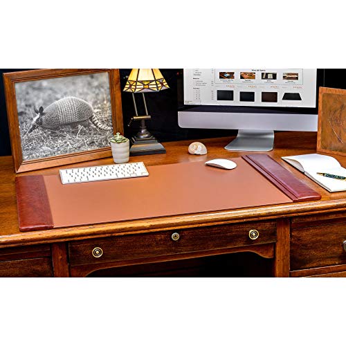 DACASSO Leather Desk Pad with Side Rails - Luxury Leather Desk Blotter for Writing - Executive Desk Surface Protector - (Mocha, 34 x 20) - color: Mocha, size: 20" x 34"