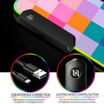 RGB Vibrant Multicolor Checkered Gaming Desk Mat & Mouse Pad, XL - color: Rgb-w20