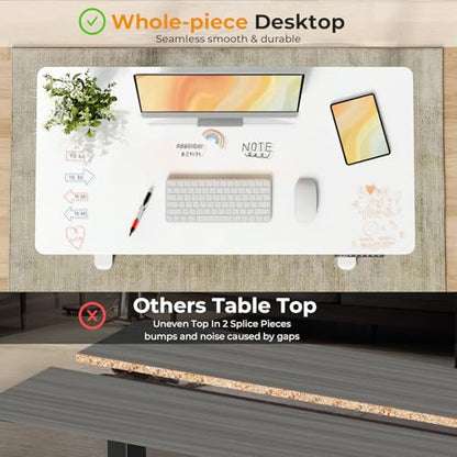 JOY worker Electric Glass Standing Desk, 40" Small Drafting Table on Wheels - color: White Glass, size: 40" * 20"