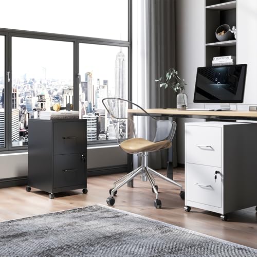 2-Drawer Mobile File Cabinet with Lock and Wheels