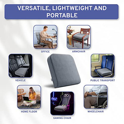 Seat Cushion Extra Large - Firm Memory Foam Chair Pad for Recliner, Wheelchair, Office Chair, Stadium, Bleacher, Car, Floor, Patio Furniture, Bariatric Overweight Users 19”x17”x3” - color: Grey