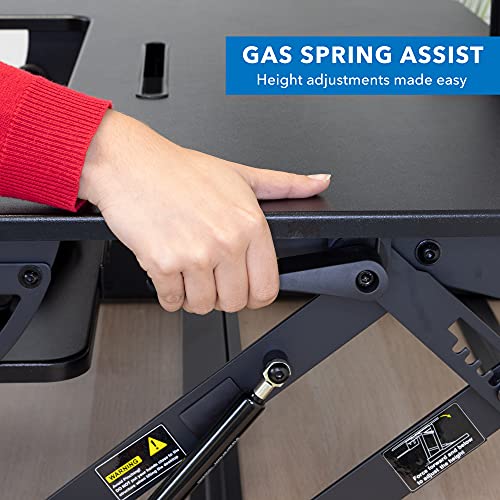 Mount-It! Standing Desk Converter - Height Adjustable Stand Up Desk with Gas Spring Riser - Wide 36 Inch Sit Stand Workstation Fits Dual Monitors – Black (MI-7926)