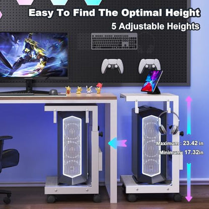 Computer Tower Stand with Charging Station, for Small and Mid-Tower PCs
