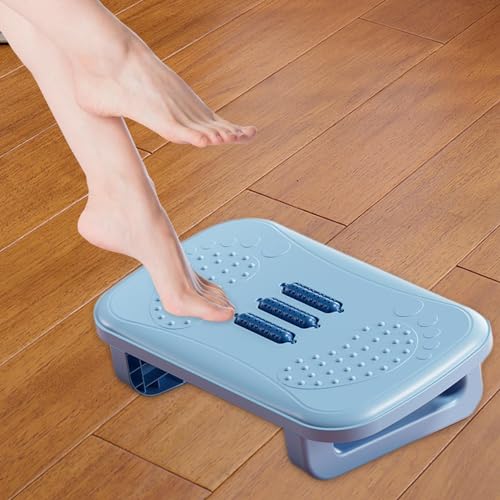 Office Desk Footrest Rocking Foot Stool Ergonomic Support Massage Rollers Solid PP Material Suitable for Working Adults Kids Home, Light Blue - color: Light Blue