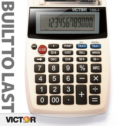Victor 1205-4 12 Digit Portable Palm/Desktop Commercial Printing Calculator, 1.8" x 4" x 8"