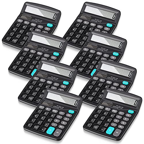 8 Pcs Calculator Desktop Bulk 12 Digits for Office School Home
