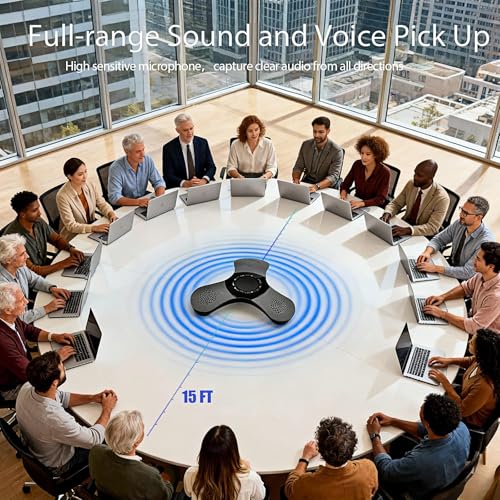 Conference Speaker and Microphone 360° Voice Pickup USB Bluetooth Speakerphone for Home Office & Meeting Room