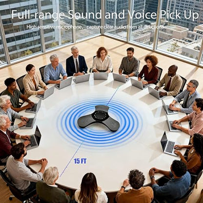 Conference Speaker and Microphone 360° Voice Pickup USB Bluetooth Speakerphone for Home Office & Meeting Room